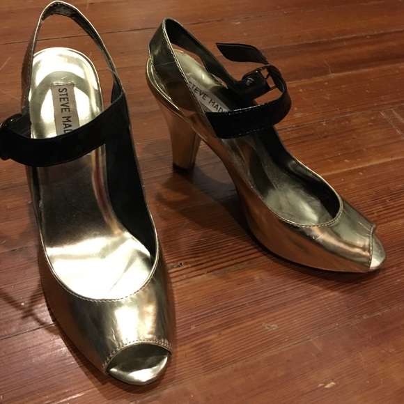 Steve Madden gold and black heels