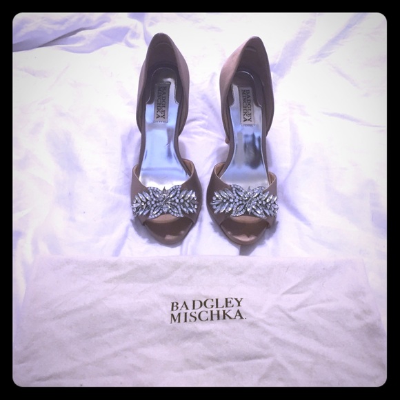 Badgley Mischka peep toe jeweled heels