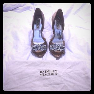 Badgley Mischka peep toe jeweled heels