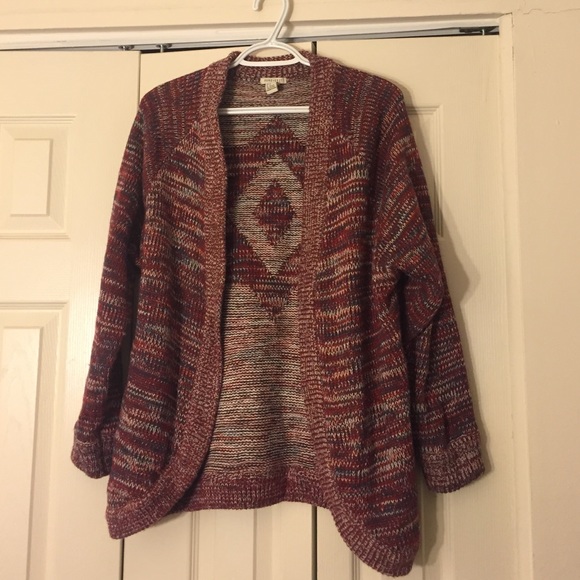 Forever 21 Sweaters - Forever 21 red-multi color knit cardigan