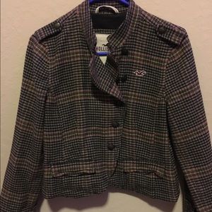 Hollister Plaid Peacoat