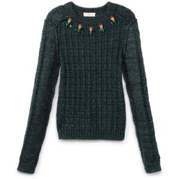 Tory Burch "Lucy" Green Sweater