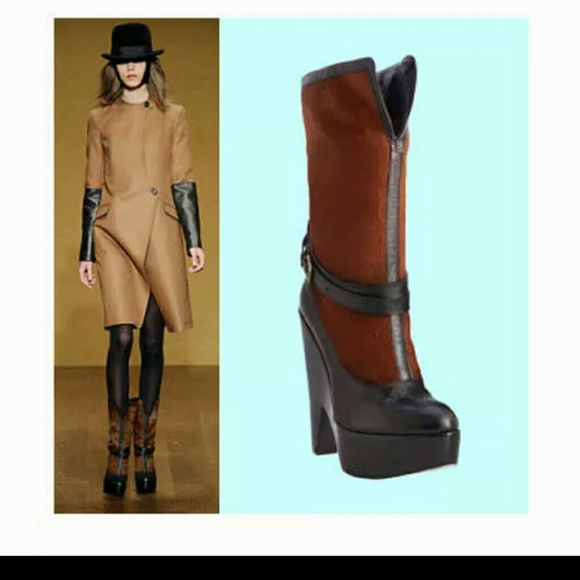 Derek Lam leather trim wedge heel shoes