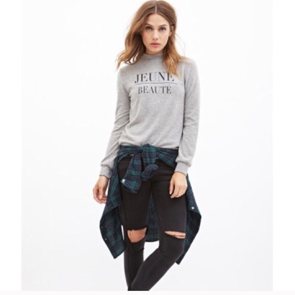 Grey mock turtleneck long sleeve top