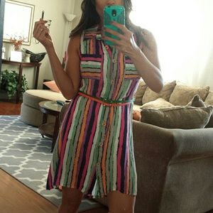 Multicolor Striped Dress W/ Belt