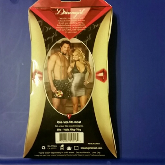 Metallic Silver Babydoll With Matching Thong Set - Picture 2 of 2