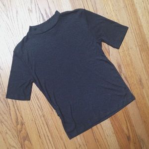 Grey High-Neck Ribbed Top