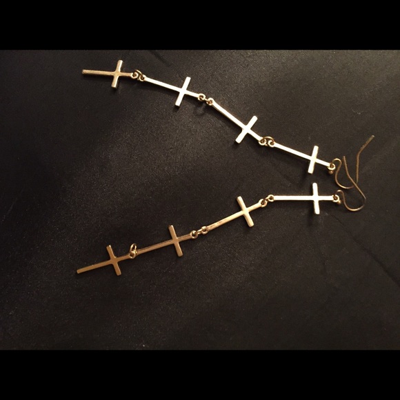Gold Cross Earrings