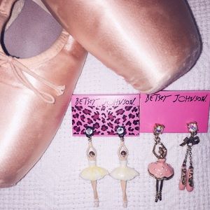 BOGO two Betsey Johnson Ballerina drop earrings