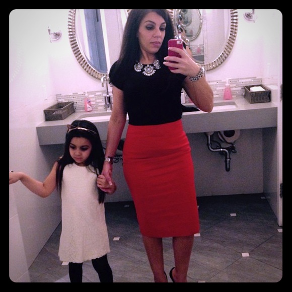 Express Dresses & Skirts - Express red high waisted pencil skirt