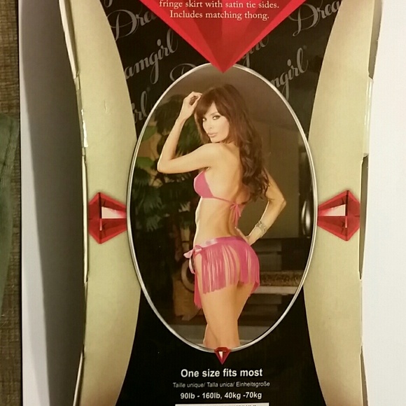 Knit Chiffon Halter Bra Top & Fringe Skirt & Thong - Picture 2 of 2