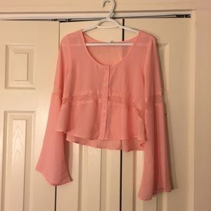Pale pink crop top blouse