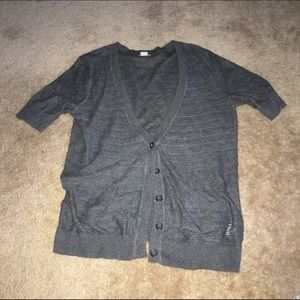 Gray short sleeve cardigan