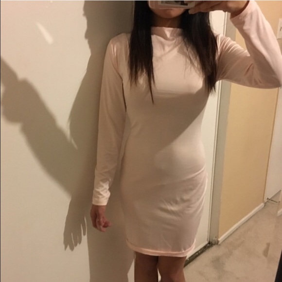 Dresses & Skirts - Round collar blush long sleeve dress