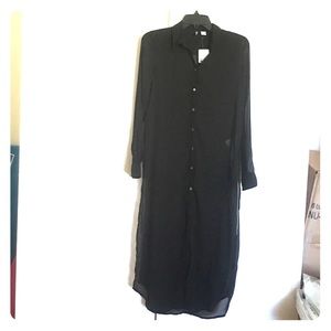 Blk sheer BDG button up with side slit / Small