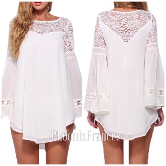 Dresses & Skirts - 🆕 NEW Bell Sleeve White Lace Dress Tunic Sm/Med