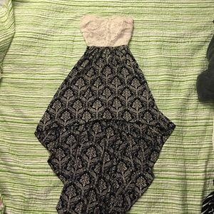 Tiered strapless dress short front long back.