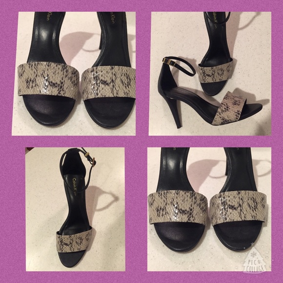 Calvin Klein pumps. Black with snakeskin print