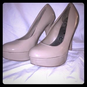Nude Platform Heels.