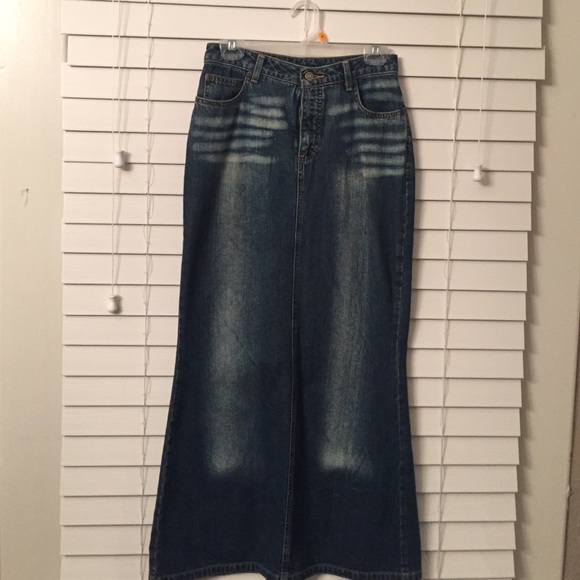Long denim skirt