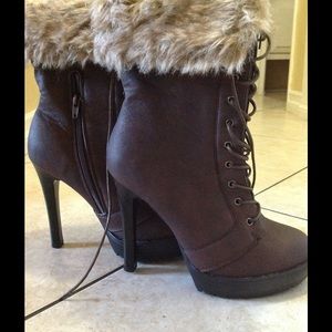 Brown winter heel boots