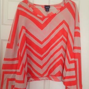 Coral Striped flowy top