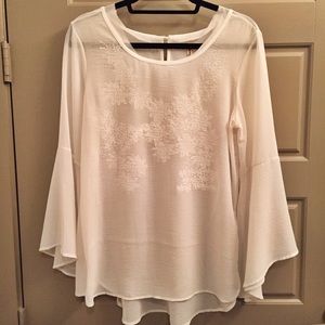 Sheer Embroidered Tunic Top