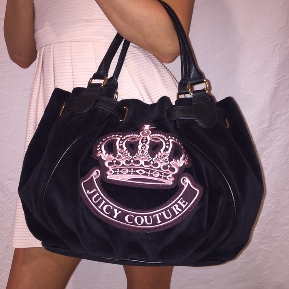 Black and Pink Juicy Couture Velour Handbag