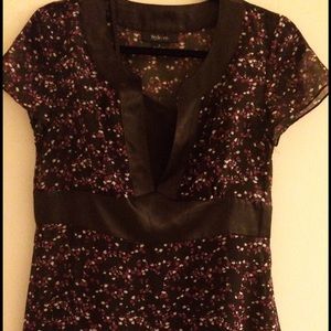 Chiffon print short sleeve blouse