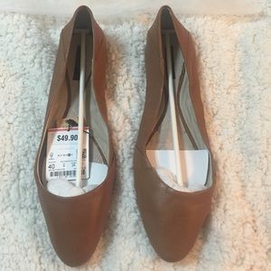 Zara Basic Brown Leather Flats Sz 9