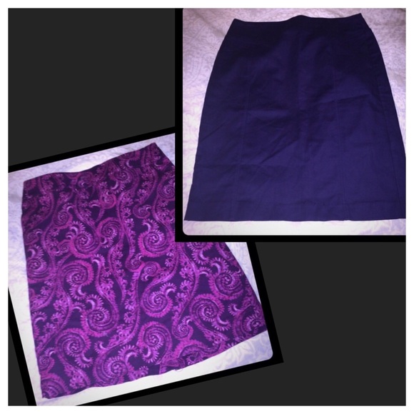 Business Skirt Bundle -1 Navy & 1 Pink Paisley