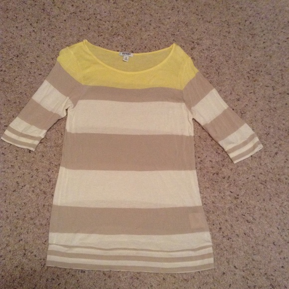 Yellow, cream and tan stripe top