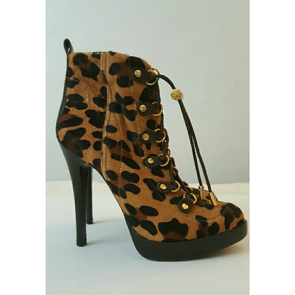 Tory Burch HALIMA Leopard Print Pony Hair Lace-Up