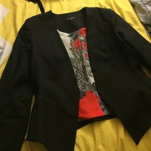 Collarless black blazer