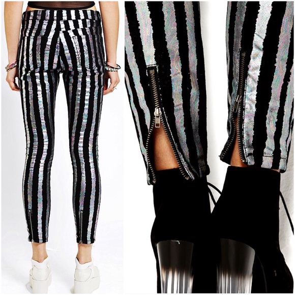 Urban Outfitters holographic stripe skinny jean - Picture 2 of 3