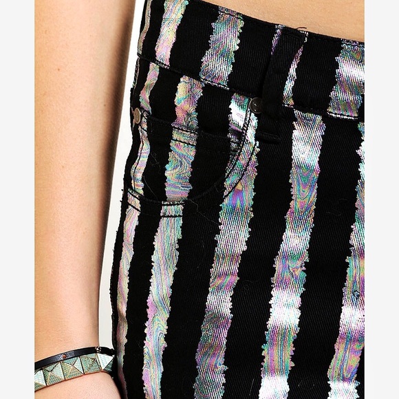 Urban Outfitters holographic stripe skinny jean - Picture 3 of 3