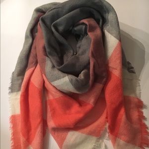Coral & Gray Blanket Scarf