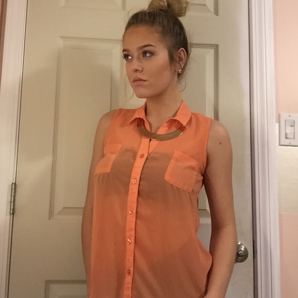 Peach blouse tank top