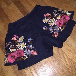 Embroidered Floral Shorts