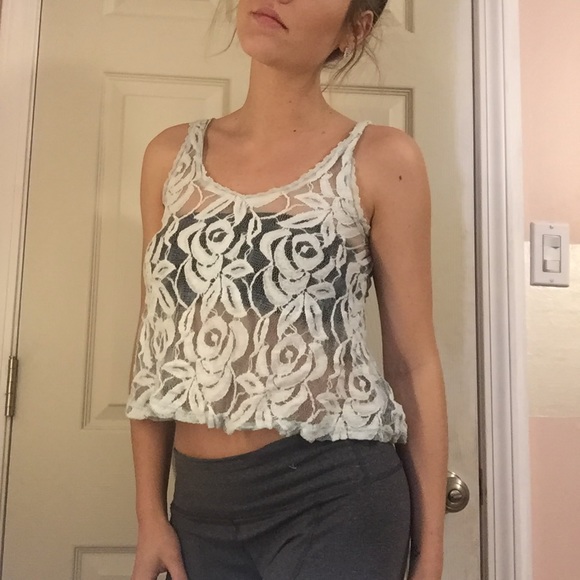 Light blue lace crop top