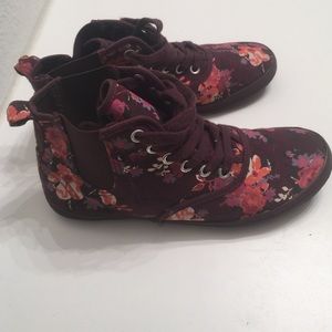 Floral high top canvas tennis shoes