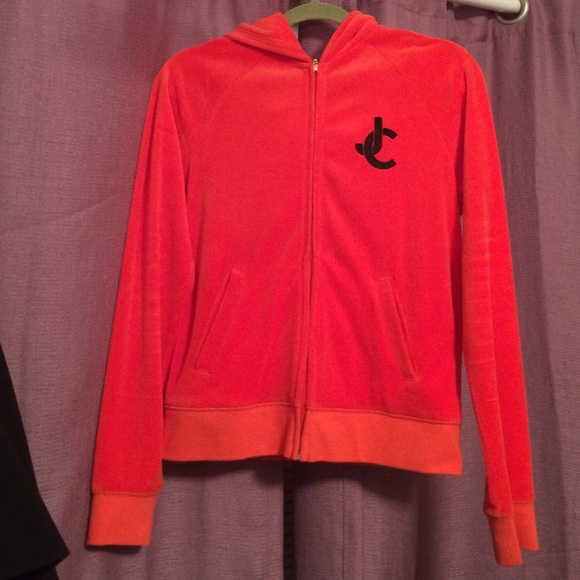 Very lightly worn juicy velour orange zip up