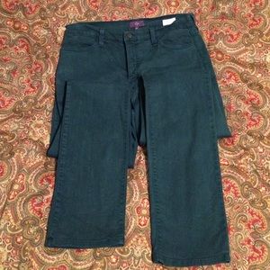 Dark teal cotton straight leg jeans