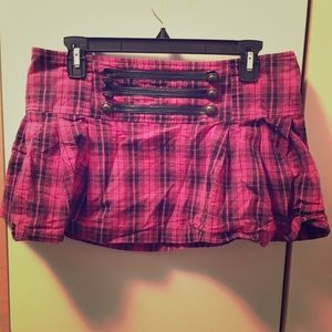 $8 SALE Sexy Short Pink Plaid Short Skirt