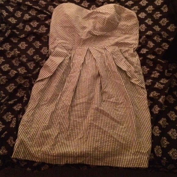 Blue and white striped dress