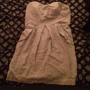 Blue and white striped dress