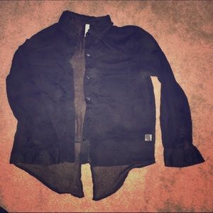 Sheer button front cropped blouse