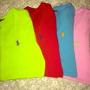 4 POLO Ralph Lauren V-neck shirts size XS