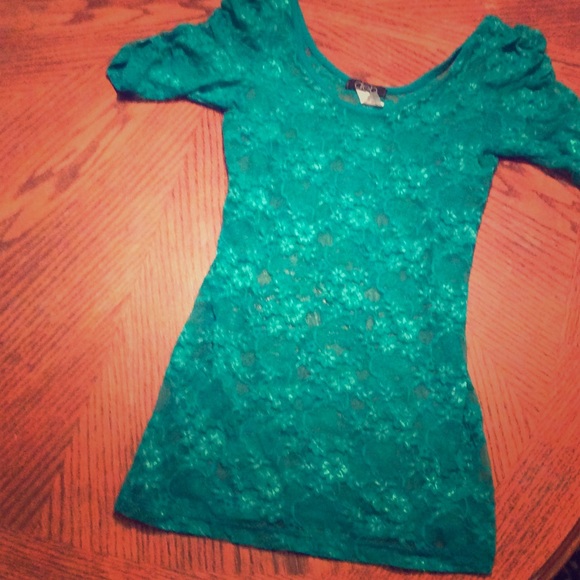 Cute Emerald Sheer Top