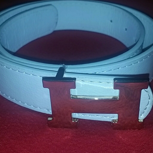 White Leather With Gold Buckle